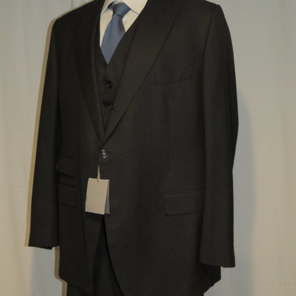 Tom Ford Fit B Regency Solid Charcoal Three Piece Three Roll Two Suit 50XL NWT - Picture 7 of 15